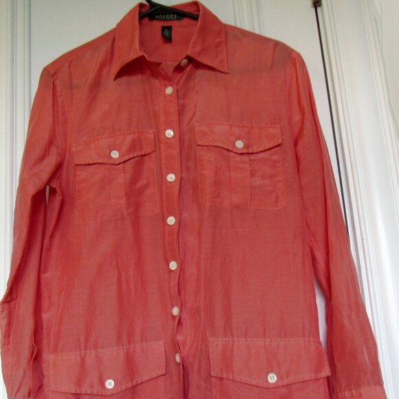 Lauren Ralph Lauren Women's Orange(Carrot) Long Sleeve Blouse Size S Silk Blend - Picture 1 of 8